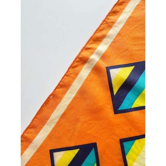Vintage GIVENCHY Orange Geometric Print Silk Satin 30" x 30" Square Scarf - Picture 5 of 16